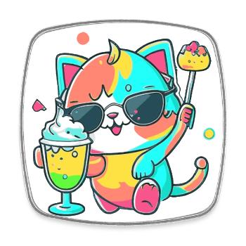 Le chat casual : lunettes de soleil et cocktail - Magnet carré - blanc - Devant
