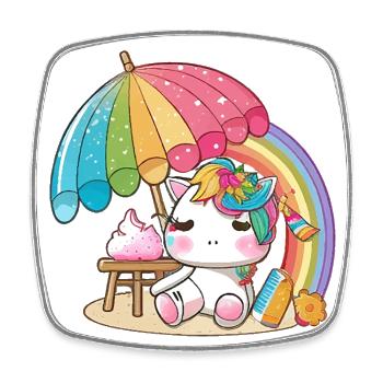 Rainbow unicorn for children - colorful and cheerful - Square fridge magnet - white - Front