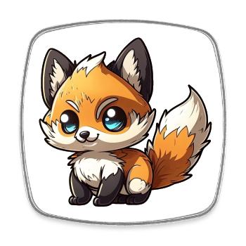 Cute baby fox chibi - Square fridge magnet - white - Front