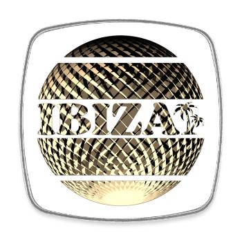 Ibiza Logo in Gold - Viereckiger Kühlschrankmagnet - Weiß - Vorne