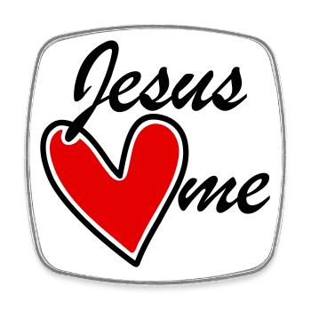 Jesus liebt mich loves me rotes Herz - Viereckiger Kühlschrankmagnet - Weiß - Vorne