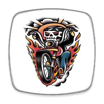 Biker-Tattoo-Kunst der alten Schule - Viereckiger Kühlschrankmagnet - Weiß - Vorne
