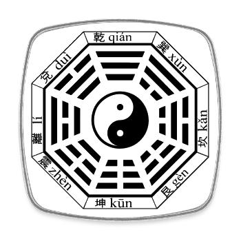 Pakua, Bagua, Yin Yang, I Ging, Symbol, China, Tao - Viereckiger Kühlschrankmagnet - Weiß - Vorne
