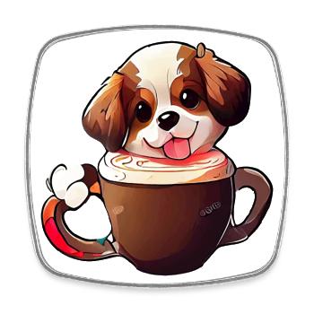 Show your love for dogs and coffee - Square fridge magnet - white - Front