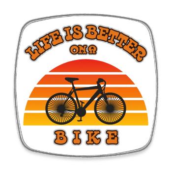 LA VIE EST PLUS BELLE À VÉLO - Magnet carré - blanc - Devant