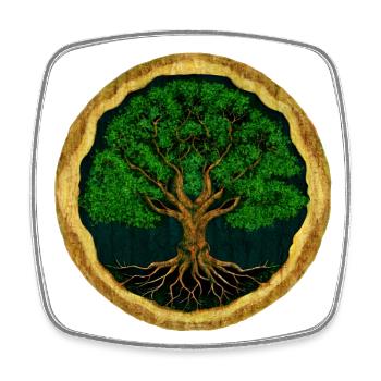Baum des Lebens - digitale Zeichnung - Holzoptik - Viereckiger Kühlschrankmagnet - Weiß - Vorne
