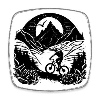 mountain bike, bicycle, bike, cyclist, mountains - Square fridge magnet - white - Front