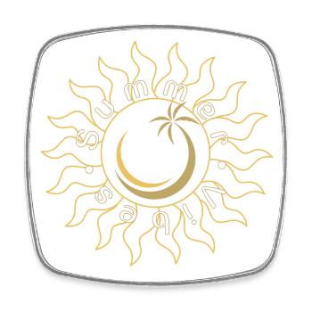 Summer vibes sun palm tree - Square fridge magnet - white - Front