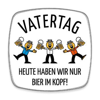 Vatertag – Bier Im Kopf (Karikatur Tanz / 5C / B) - Viereckiger Kühlschrankmagnet - Weiß - Vorne