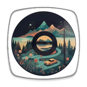 camping Wohnwagen in Berglandschaft mit - Viereckiger Kühlschrankmagnet - Weiß - Vorne