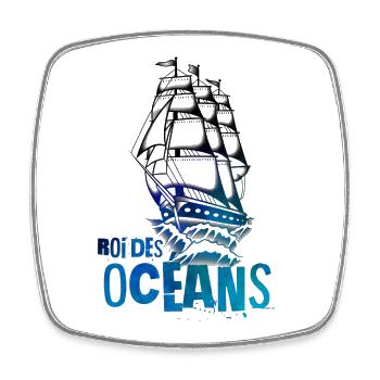 King of the old school art oceans - Square fridge magnet - white - Front