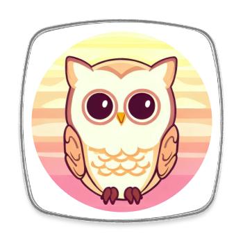 Hibou au coucher du soleil - Magnet carré - blanc - Devant