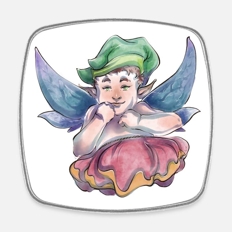 Baby elf - Square fridge magnet - white