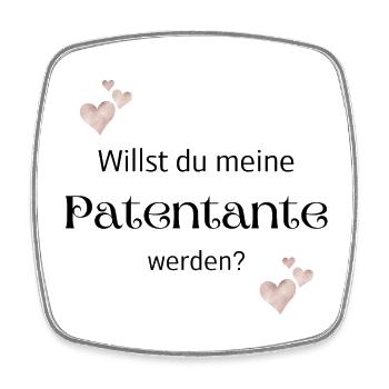 Willst du meine Patentante werden - Viereckiger Kühlschrankmagnet - Weiß - Vorne