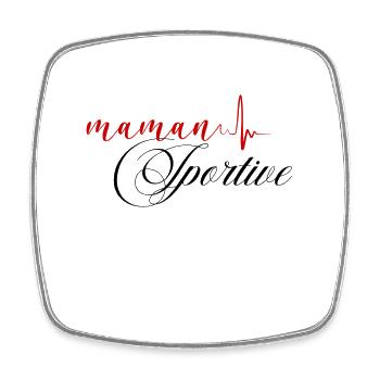 Maman sportive - Magnet carré - blanc - Devant