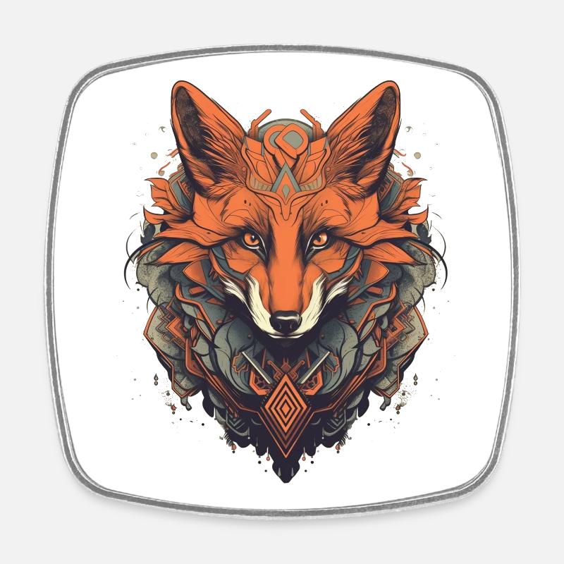 Fuchs - Viereckiger Kühlschrankmagnet - Weiß
