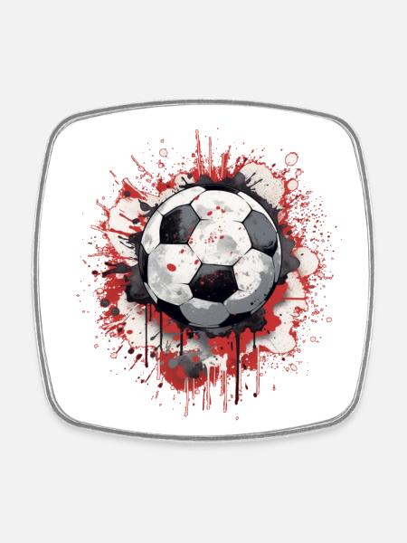 Fußball Ball - Viereckiger Kühlschrankmagnet - Weiß