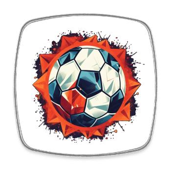 Ballon de football - Magnet carré - blanc - Devant