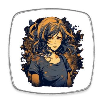 Anime Girl - Square fridge magnet - white - Front