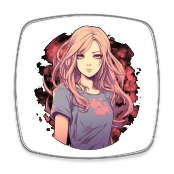 Anime Girl - Square fridge magnet - white - Front
