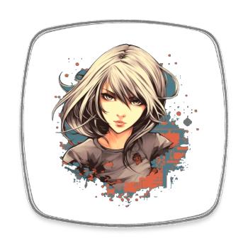 Anime Girl - Square fridge magnet - white - Front