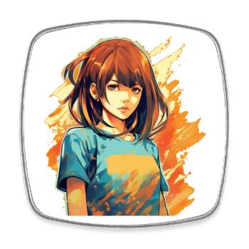 Anime Girl - Square fridge magnet - white - Front