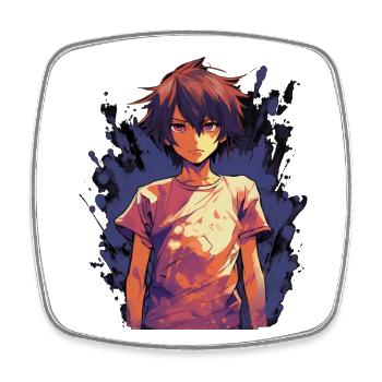 Anime Boy - Viereckiger Kühlschrankmagnet - Weiß - Vorne