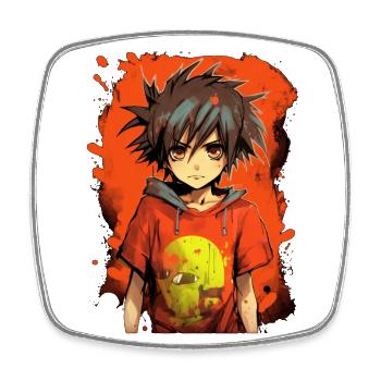 Anime Boy - Viereckiger Kühlschrankmagnet - Weiß - Vorne