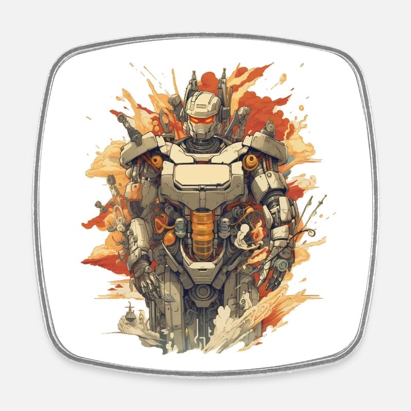 Mecha - Square fridge magnet - white