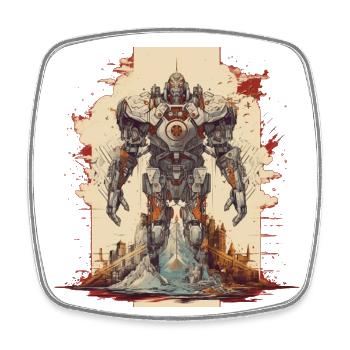 Mecha - Square fridge magnet - white - Front