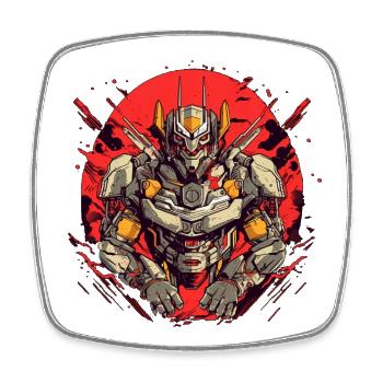 Mecha - Square fridge magnet - white - Front