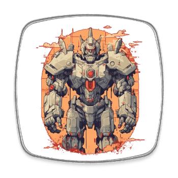 Mecha - Square fridge magnet - white - Front