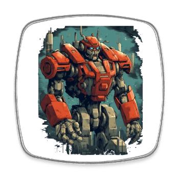 Mecha - Square fridge magnet - white - Front