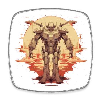 Mecha - Square fridge magnet - white - Front