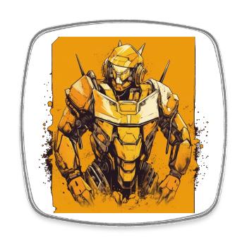 Mecha - Square fridge magnet - white - Front