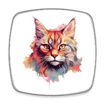 Katze - Viereckiger Kühlschrankmagnet - Weiß - Vorne