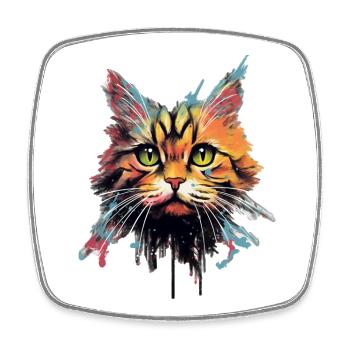 Katze - Viereckiger Kühlschrankmagnet - Weiß - Vorne