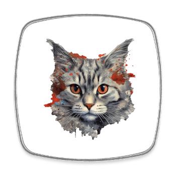 Chat - Magnet carré - blanc - Devant