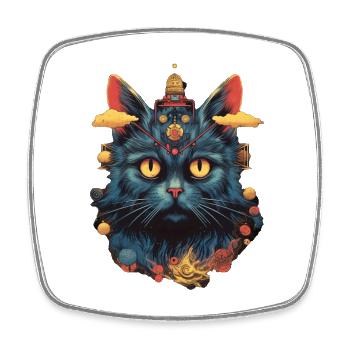 Chat - Magnet carré - blanc - Devant