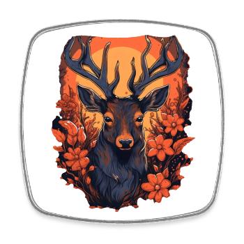 Cerf - Magnet carré - blanc - Devant
