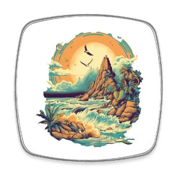 Strand - Viereckiger Kühlschrankmagnet - Weiß - Vorne