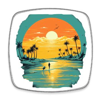 Strand - Viereckiger Kühlschrankmagnet - Weiß - Vorne