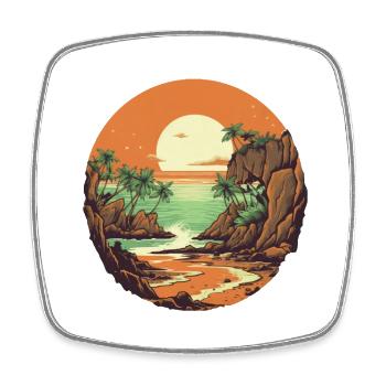 Strand - Viereckiger Kühlschrankmagnet - Weiß - Vorne