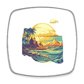 Strand - Viereckiger Kühlschrankmagnet - Weiß - Vorne