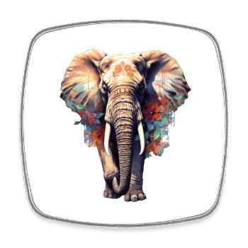 Elefant - Viereckiger Kühlschrankmagnet - Weiß - Vorne
