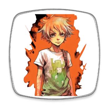 Anime Boy - Viereckiger Kühlschrankmagnet - Weiß - Vorne