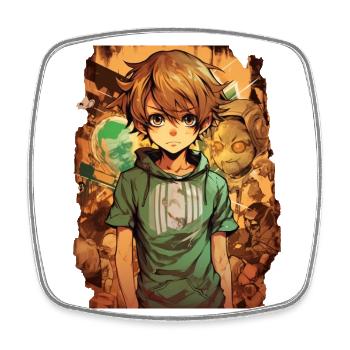 Anime Boy - Viereckiger Kühlschrankmagnet - Weiß - Vorne