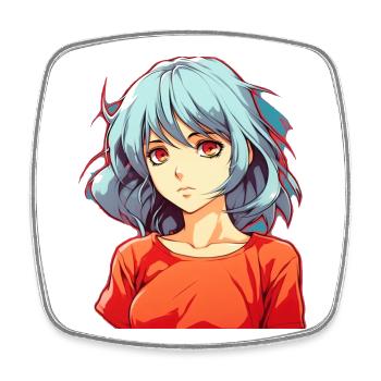 Anime Girl - Square fridge magnet - white - Front