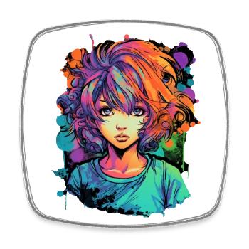 Anime Girl - Viereckiger Kühlschrankmagnet - Weiß - Vorne