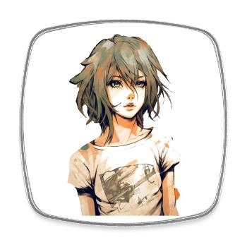 Anime Girl - Square fridge magnet - white - Front